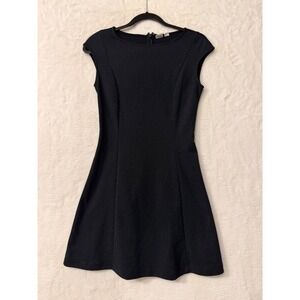 Gap Womens Black White Pin Dot Ponte Fit & Flare Dress Cap Sleeve Size 0